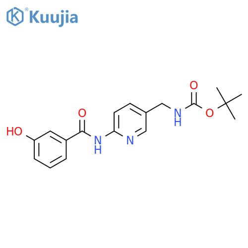 tert-butyl N-{6-(3-hydroxybenzamido)pyridin-3-ylmethyl}carbamate structure
