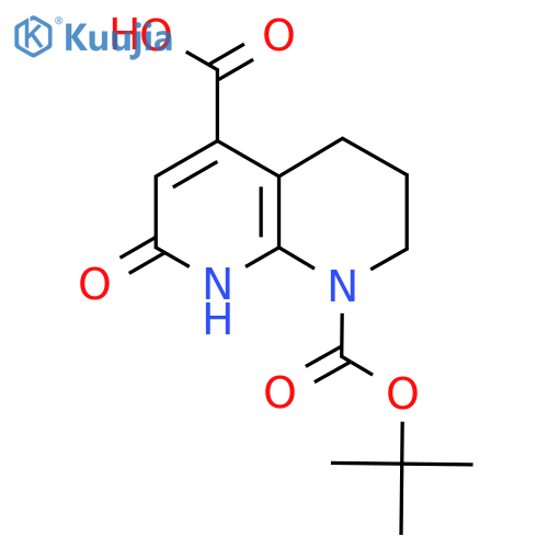 8-(tert-butoxy)carbonyl-2-hydroxy-5,6,7,8-tetrahydro-1,8-naphthyridine-4-carboxylic acid structure