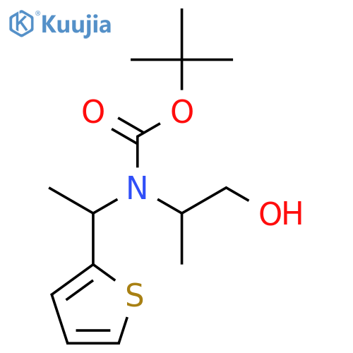 tert-butyl N-(1-hydroxypropan-2-yl)-N-1-(thiophen-2-yl)ethylcarbamate structure