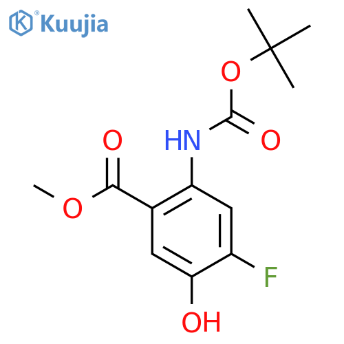 methyl 2-{(tert-butoxy)carbonylamino}-4-fluoro-5-hydroxybenzoate structure