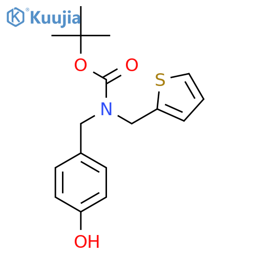 tert-butyl N-(4-hydroxyphenyl)methyl-N-(thiophen-2-yl)methylcarbamate structure