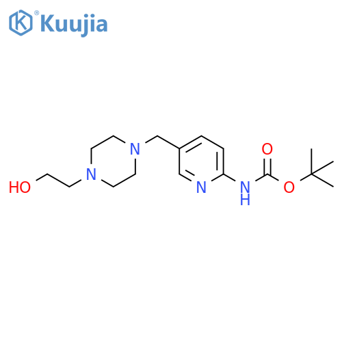 tert-butyl N-(5-{4-(2-hydroxyethyl)piperazin-1-ylmethyl}pyridin-2-yl)carbamate structure