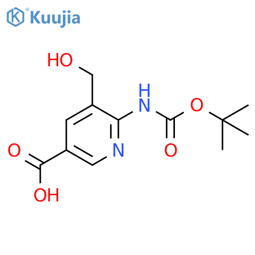 6-{(tert-butoxy)carbonylamino}-5-(hydroxymethyl)pyridine-3-carboxylic acid structure