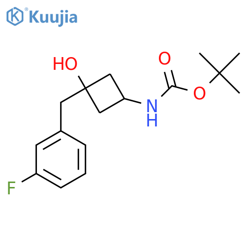 tert-butyl N-(1r,3s)-3-(3-fluorophenyl)methyl-3-hydroxycyclobutylcarbamate structure