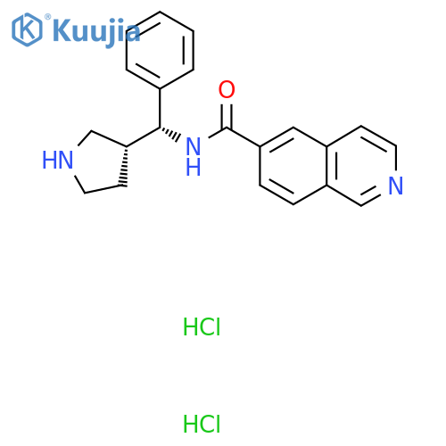 N-[(R)-phenyl-[(3R)-pyrrolidin-3-yl]methyl]isoquinoline-6-carboxamide;dihydrochloride structure