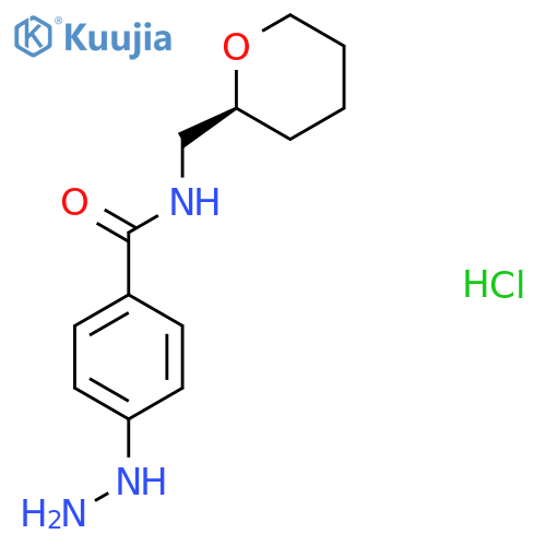 4-hydrazinyl-N-{[(2S)-oxan-2-yl]methyl}benzamide hydrochloride structure