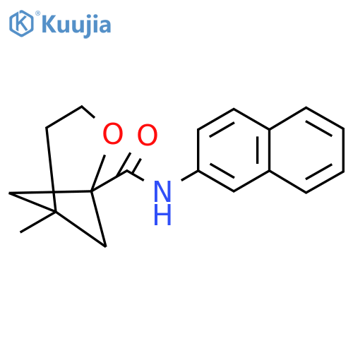 5-methyl-N-(naphthalen-2-yl)-2-oxabicyclo3.1.1heptane-1-carboxamide structure