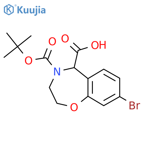 8-bromo-4-(tert-butoxy)carbonyl-2,3,4,5-tetrahydro-1,4-benzoxazepine-5-carboxylic acid structure