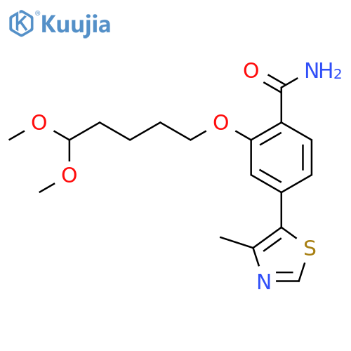 2-[(5,5-Dimethoxypentyl)oxy]-4-(4-methyl-1,3-thiazol-5-yl)benzamide structure