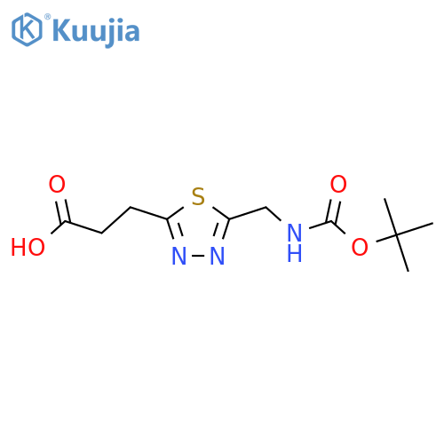 3-[5-[[(2-Methylpropan-2-yl)oxycarbonylamino]methyl]-1,3,4-thiadiazol-2-yl]propanoic acid structure