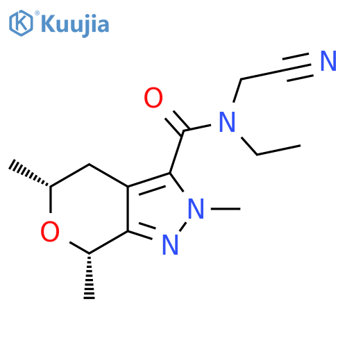 rac-(5R,7S)-N-(cyanomethyl)-N-ethyl-2,5,7-trimethyl-2H,4H,5H,7H-pyrano3,4-cpyrazole-3-carboxamide structure