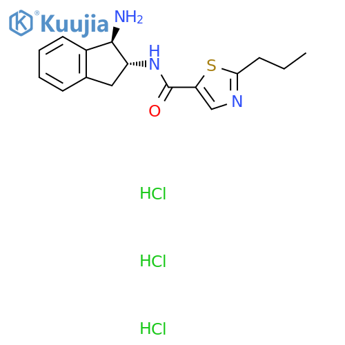 N-[(1R,2R)-1-Amino-2,3-dihydro-1H-inden-2-yl]-2-propyl-1,3-thiazole-5-carboxamide;trihydrochloride structure