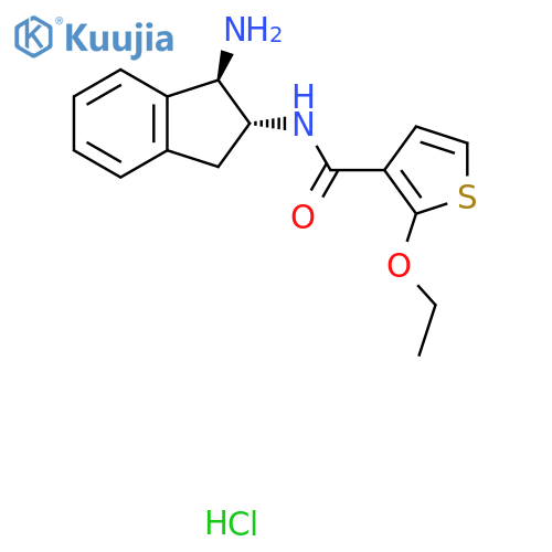 N-(1R,2R)-1-amino-2,3-dihydro-1H-inden-2-yl-2-ethoxythiophene-3-carboxamide hydrochloride structure