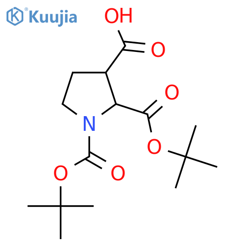 1,2-bis(tert-butoxy)carbonylpyrrolidine-3-carboxylic acid structure