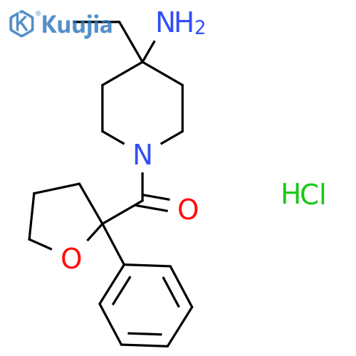 4-Ethyl-1-(2-phenyloxolane-2-carbonyl)piperidin-4-amine hydrochloride structure