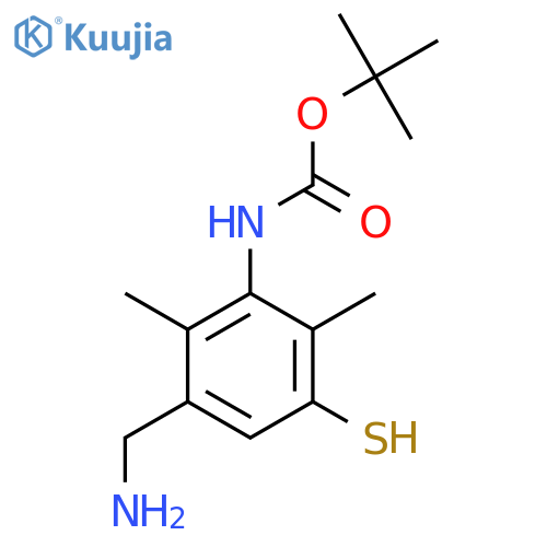 tert-butyl N-3-(aminomethyl)-2,6-dimethyl-5-sulfanylphenylcarbamate structure