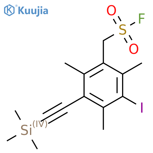 {3-Iodo-2,4,6-trimethyl-5-[2-(trimethylsilyl)ethynyl]phenyl}methanesulfonyl fluoride structure