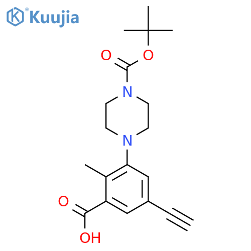3-{4-(tert-butoxy)carbonylpiperazin-1-yl}-5-ethynyl-2-methylbenzoic acid structure