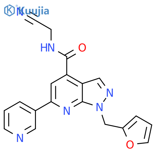 N-(Cyanomethyl)-1-(furan-2-ylmethyl)-6-pyridin-3-ylpyrazolo[3,4-b]pyridine-4-carboxamide structure