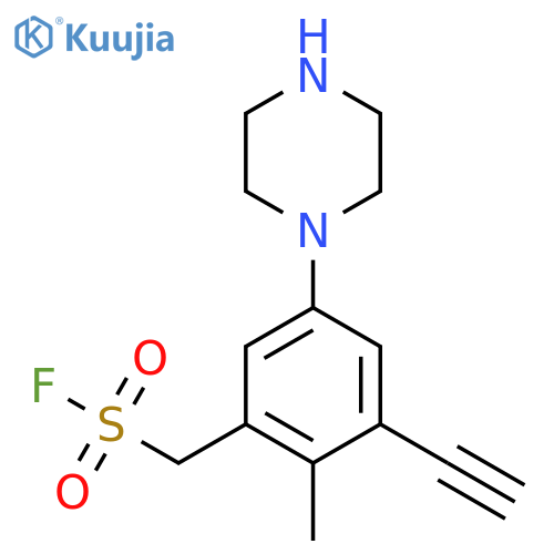 3-ethynyl-2-methyl-5-(piperazin-1-yl)phenylmethanesulfonyl fluoride structure