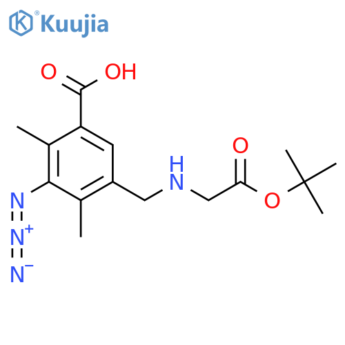 3-Azido-5-({[2-(tert-butoxy)-2-oxoethyl]amino}methyl)-2,4-dimethylbenzoic acid structure