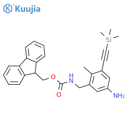 (9H-fluoren-9-yl)methyl N-({5-amino-2-methyl-3-2-(trimethylsilyl)ethynylphenyl}methyl)carbamate structure