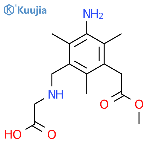 2-({[3-Amino-5-(2-methoxy-2-oxoethyl)-2,4,6-trimethylphenyl]methyl}amino)acetic acid structure