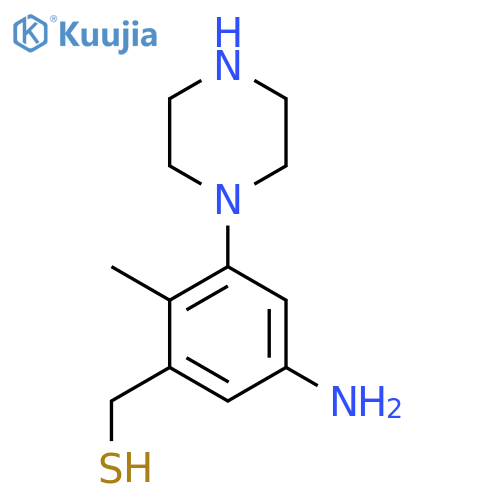 5-amino-2-methyl-3-(piperazin-1-yl)phenylmethanethiol structure