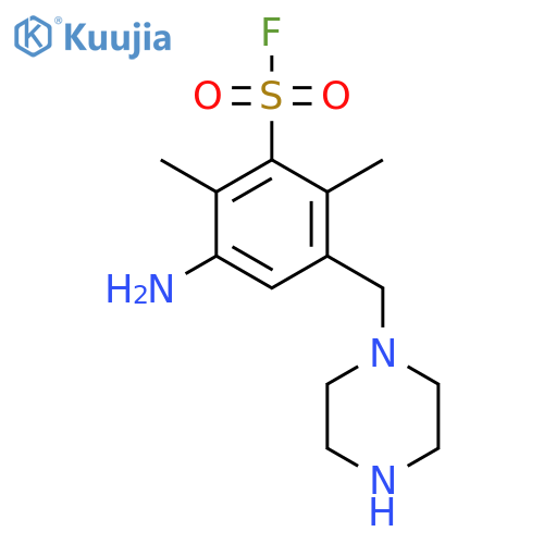 3-amino-2,6-dimethyl-5-(piperazin-1-yl)methylbenzene-1-sulfonyl fluoride structure
