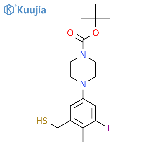 tert-butyl 4-3-iodo-4-methyl-5-(sulfanylmethyl)phenylpiperazine-1-carboxylate structure