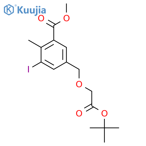 methyl 5-{2-(tert-butoxy)-2-oxoethoxymethyl}-3-iodo-2-methylbenzoate structure