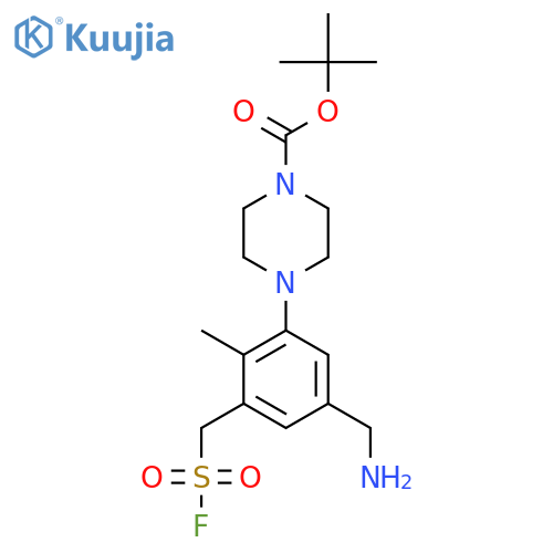tert-butyl 4-5-(aminomethyl)-3-(fluorosulfonyl)methyl-2-methylphenylpiperazine-1-carboxylate structure