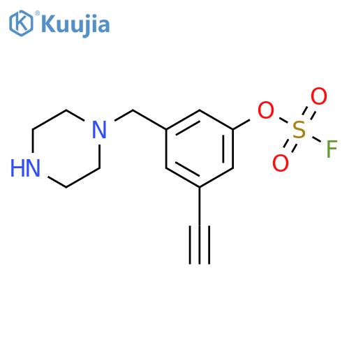 3-ethynyl-5-(piperazin-1-yl)methylphenyl sulfurofluoridate structure