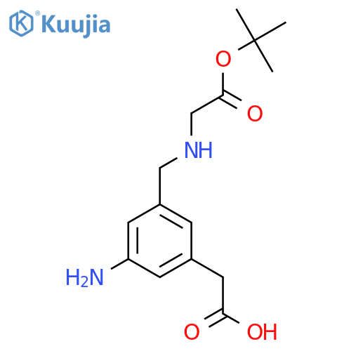 2-3-amino-5-({2-(tert-butoxy)-2-oxoethylamino}methyl)phenylacetic acid structure