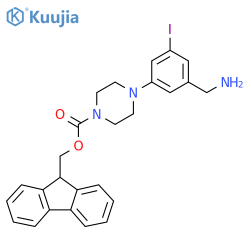 (9H-fluoren-9-yl)methyl 4-3-(aminomethyl)-5-iodophenylpiperazine-1-carboxylate structure