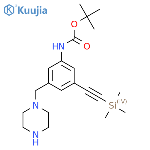 tert-butyl N-{3-(piperazin-1-yl)methyl-5-2-(trimethylsilyl)ethynylphenyl}carbamate structure