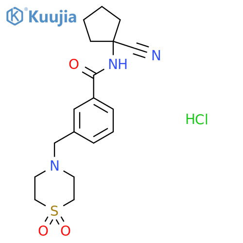 N-(1-cyanocyclopentyl)-3-[(1,1-dioxo-1lambda6-thiomorpholin-4-yl)methyl]benzamide hydrochloride structure