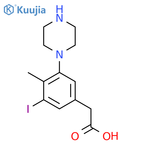 2-3-iodo-4-methyl-5-(piperazin-1-yl)phenylacetic acid structure