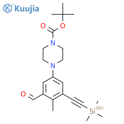 Tert-butyl 4-{3-formyl-4-methyl-5-[2-(trimethylsilyl)ethynyl]phenyl}piperazine-1-carboxylate structure