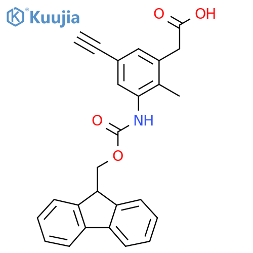 2-5-ethynyl-3-({(9H-fluoren-9-yl)methoxycarbonyl}amino)-2-methylphenylacetic acid structure