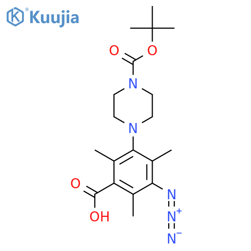 3-Azido-5-{4-[(tert-butoxy)carbonyl]piperazin-1-yl}-2,4,6-trimethylbenzoic acid structure