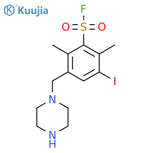 3-iodo-2,6-dimethyl-5-(piperazin-1-yl)methylbenzene-1-sulfonyl fluoride structure