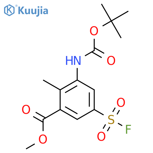methyl 3-{(tert-butoxy)carbonylamino}-5-(fluorosulfonyl)-2-methylbenzoate structure
