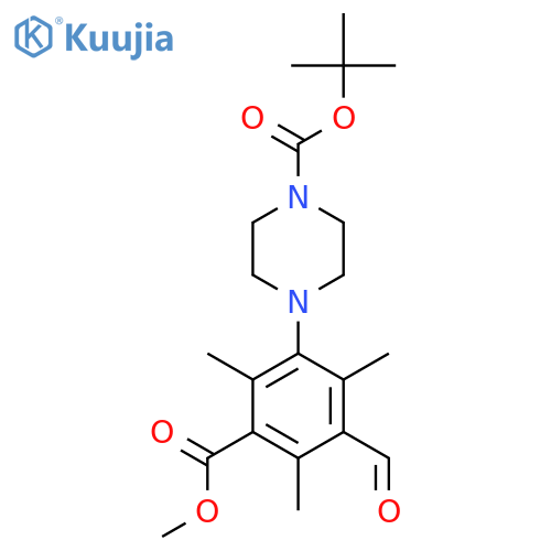 Tert-butyl 4-[3-formyl-5-(methoxycarbonyl)-2,4,6-trimethylphenyl]piperazine-1-carboxylate structure