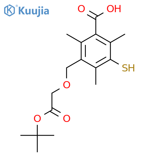 3-{2-(tert-butoxy)-2-oxoethoxymethyl}-2,4,6-trimethyl-5-sulfanylbenzoic acid structure