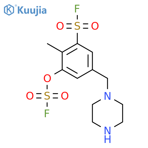 3-[(Fluorosulfonyl)oxy]-2-methyl-5-[(piperazin-1-yl)methyl]benzene-1-sulfonyl fluoride structure