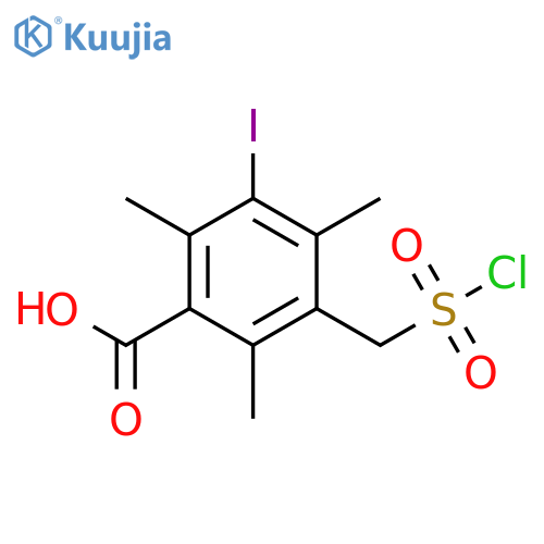 3-(chlorosulfonyl)methyl-5-iodo-2,4,6-trimethylbenzoic acid structure