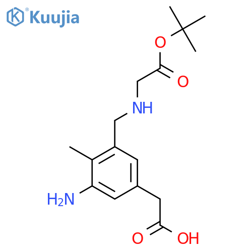 2-3-amino-5-({2-(tert-butoxy)-2-oxoethylamino}methyl)-4-methylphenylacetic acid structure