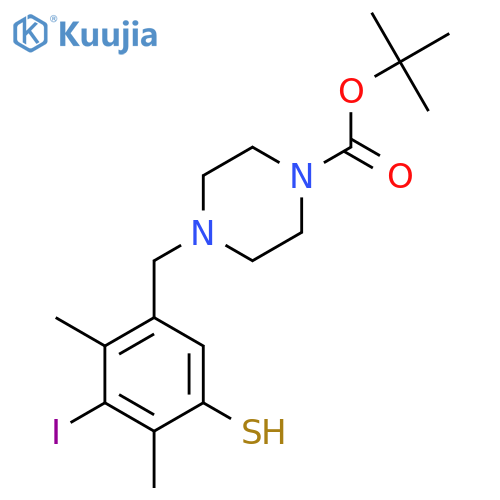 tert-butyl 4-(3-iodo-2,4-dimethyl-5-sulfanylphenyl)methylpiperazine-1-carboxylate structure