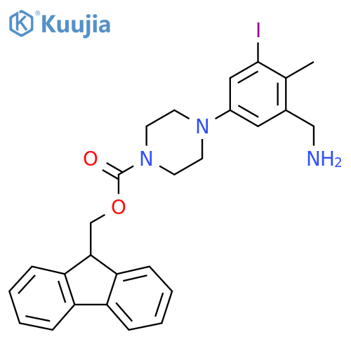 (9H-fluoren-9-yl)methyl 4-3-(aminomethyl)-5-iodo-4-methylphenylpiperazine-1-carboxylate structure